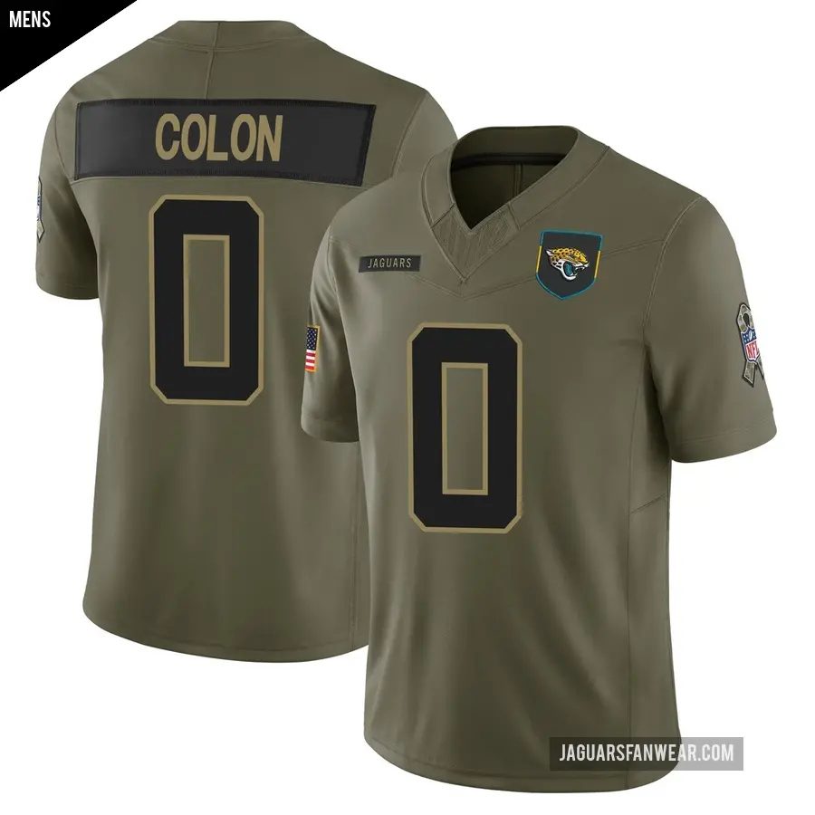 Men's Jacksonville Jaguars ＃0 Trystan Colon Olive Limited 2025 Salute to Service Jersey