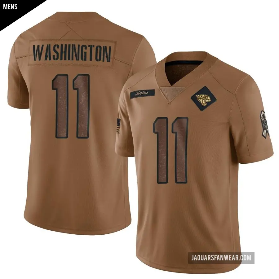 Men's Jacksonville Jaguars ＃11 Parker Washington Brown Limited 2023 Salute To Service Jersey