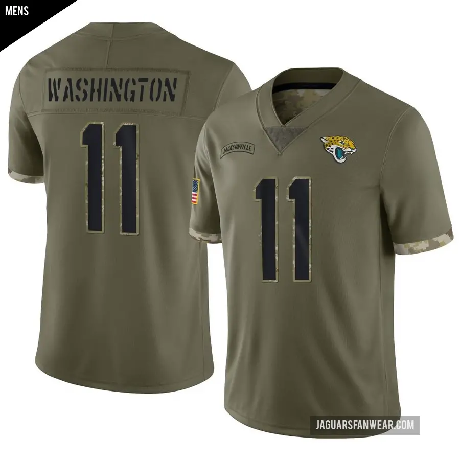 Men's Jacksonville Jaguars ＃11 Parker Washington Olive Limited 2022 Salute To Service Jersey