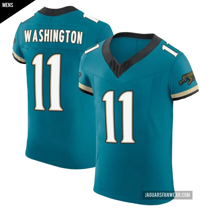 Men's Jacksonville Jaguars ＃11 Parker Washington Teal Elite Prowler Throwback Vapor F.U.S.E. Jersey