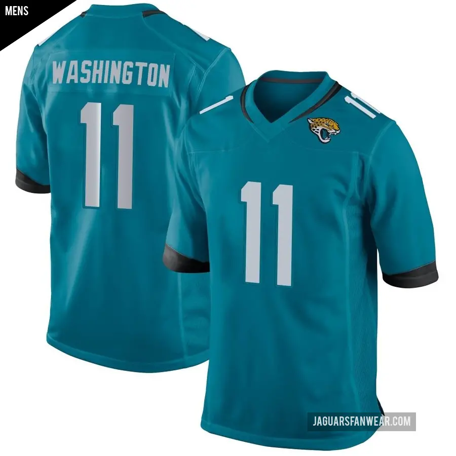 Men's Jacksonville Jaguars ＃11 Parker Washington Teal Game Jersey