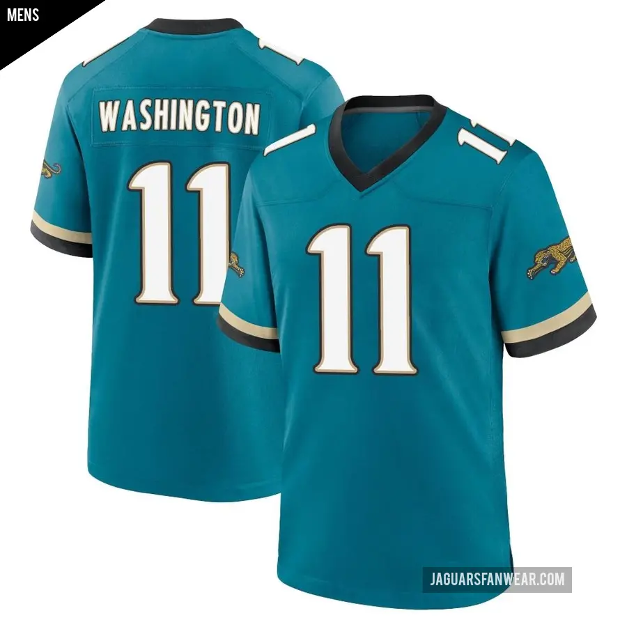 Men's Jacksonville Jaguars ＃11 Parker Washington Teal Game Prowler Throwback Jersey