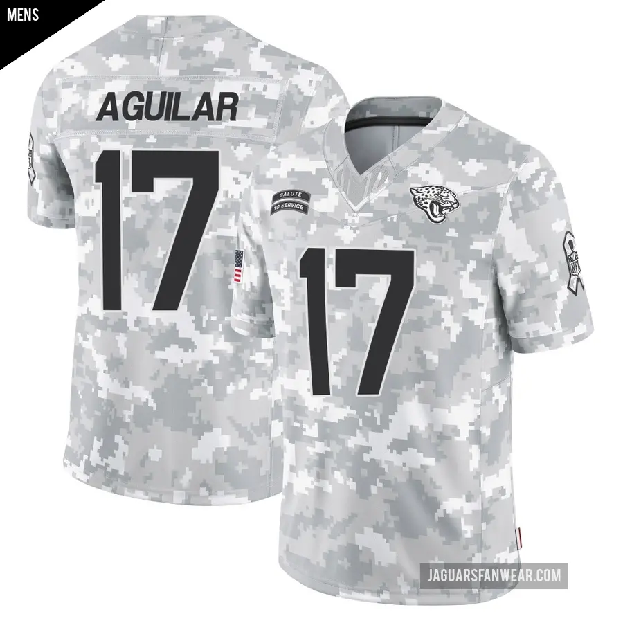 Men's Jacksonville Jaguars ＃17 Joey Aguilar Arctic Camo Limited 2024 Salute to Service Jersey