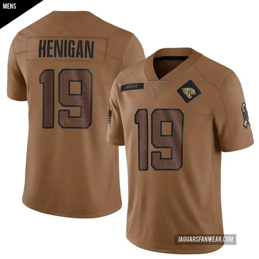 Men's Jacksonville Jaguars ＃19 Seth Henigan Brown Limited 2023 Salute To Service Jersey