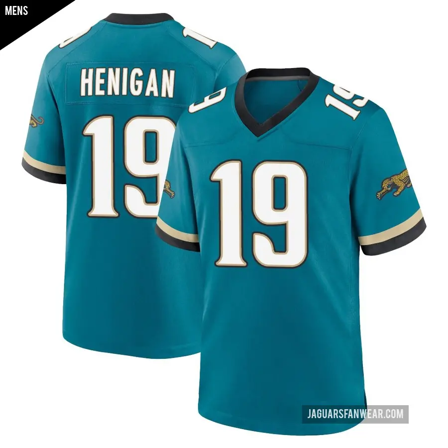 Men's Jacksonville Jaguars ＃19 Seth Henigan Teal Game Prowler Throwback Jersey