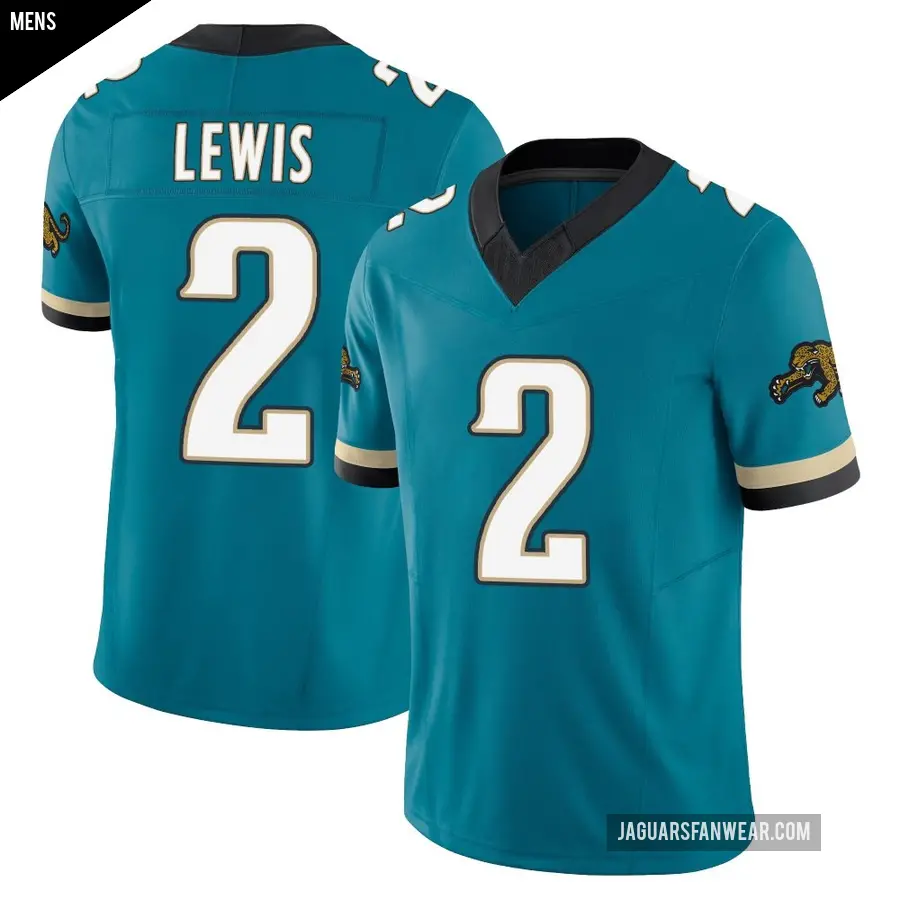 Men's Jacksonville Jaguars ＃2 Jourdan Lewis Teal Limited Prowler Throwback Vapor F.U.S.E. Jersey