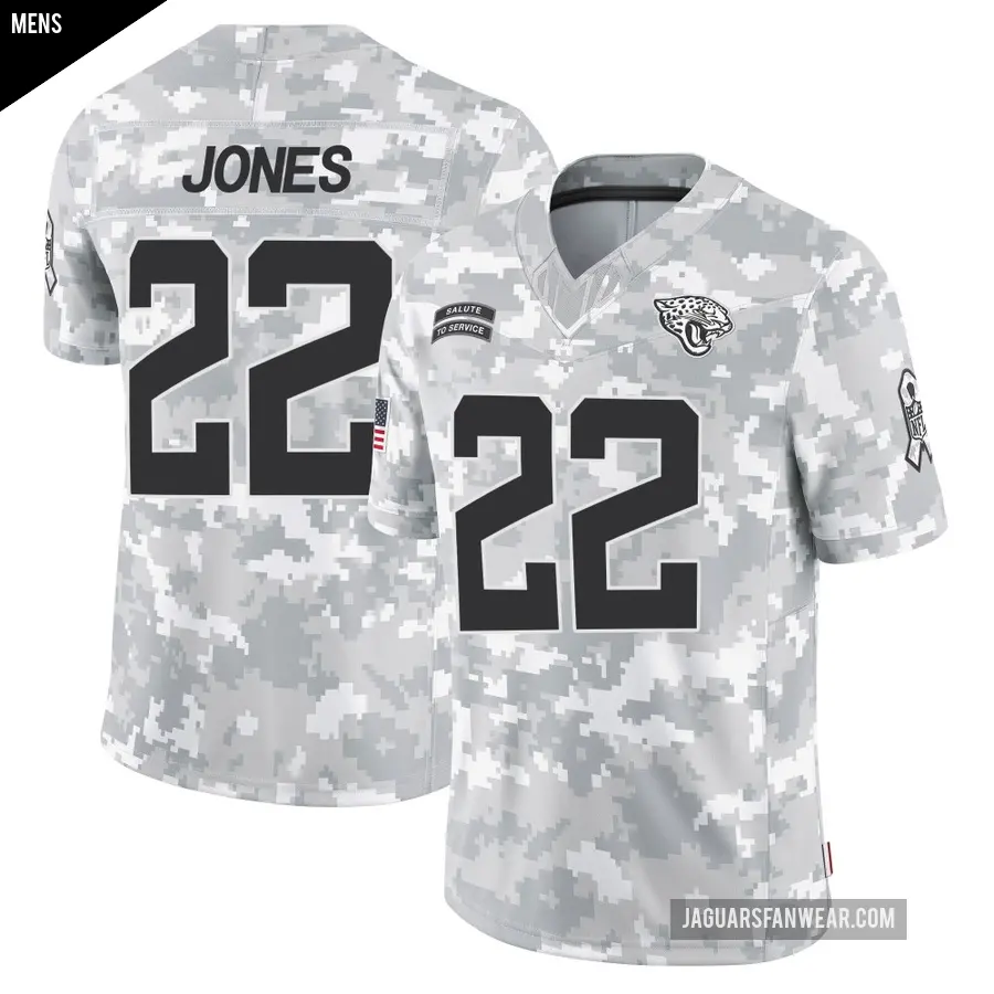 Men's Jacksonville Jaguars ＃22 Jarrian Jones Arctic Camo Limited 2024 Salute to Service Jersey