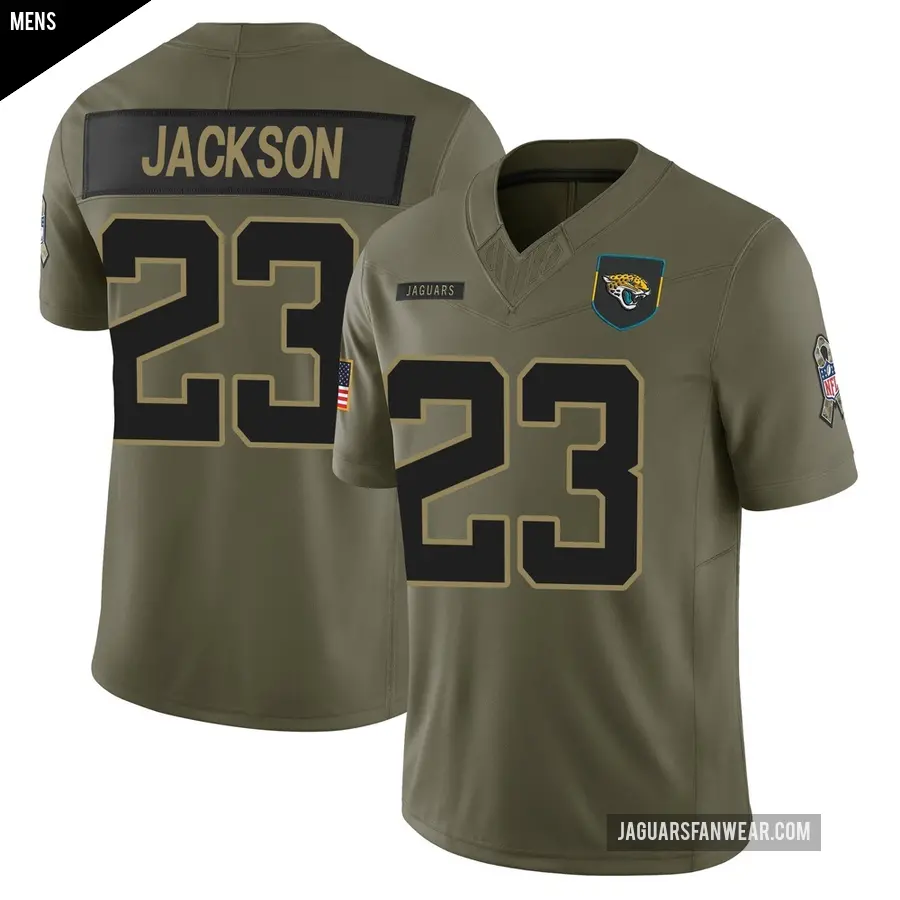 Men's Jacksonville Jaguars ＃23 Dane Jackson Olive Limited 2025 Salute to Service Jersey