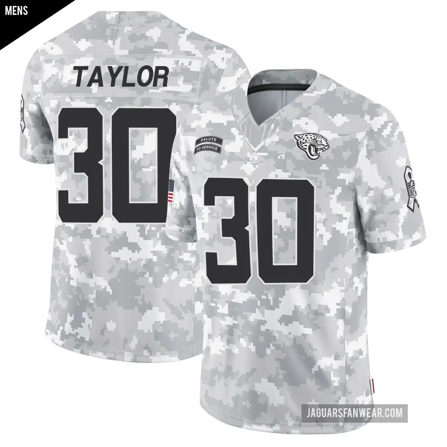 Men's Jacksonville Jaguars ＃30 J'Mari Taylor Arctic Camo Limited 2024 Salute to Service Jersey