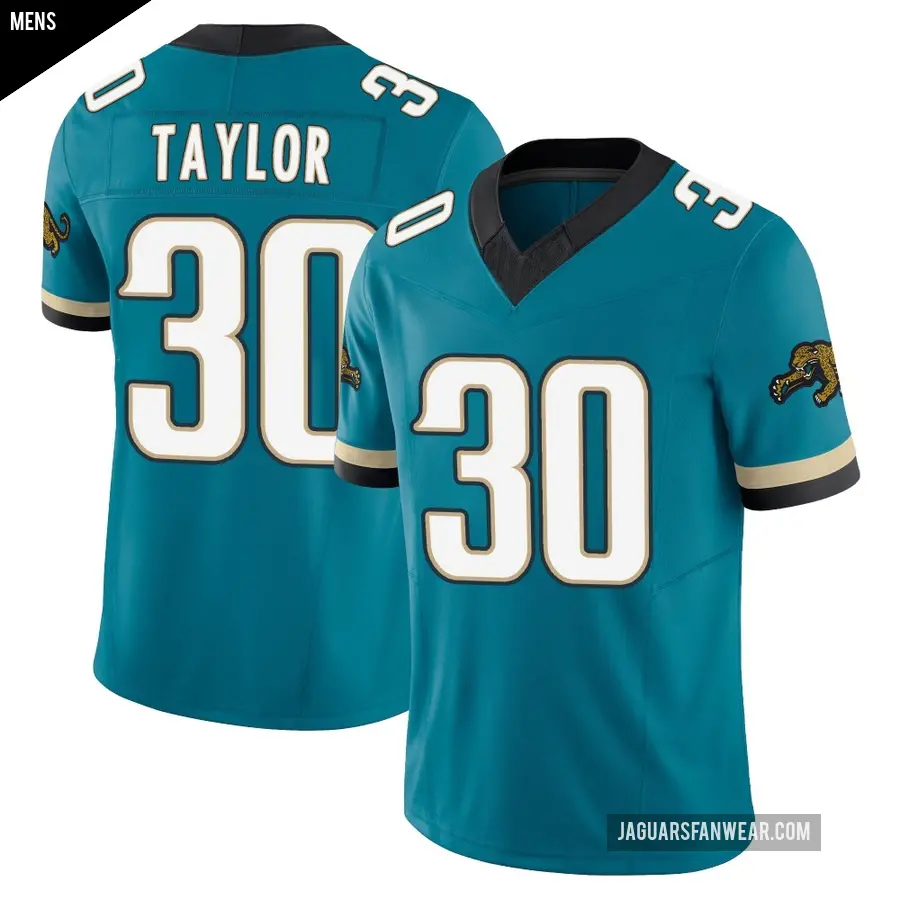 Men's Jacksonville Jaguars ＃30 J'Mari Taylor Teal Limited Prowler Throwback Vapor F.U.S.E. Jersey
