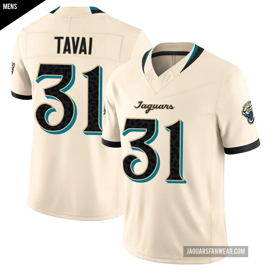 Men's Jacksonville Jaguars ＃31 Jahlani Tavai Limited Natural 2026 Rivalries Collection Stitched Jersey