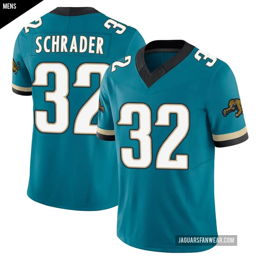Men's Jacksonville Jaguars ＃32 Cody Schrader Teal Limited Prowler Throwback Vapor F.U.S.E. Jersey