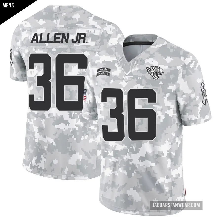 Men's Jacksonville Jaguars ＃36 LeQuint Allen Jr. Arctic Camo Limited 2024 Salute to Service Jersey