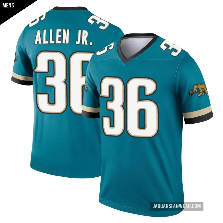 Men's Jacksonville Jaguars ＃36 LeQuint Allen Jr. Teal Legend Prowler Throwback Jersey