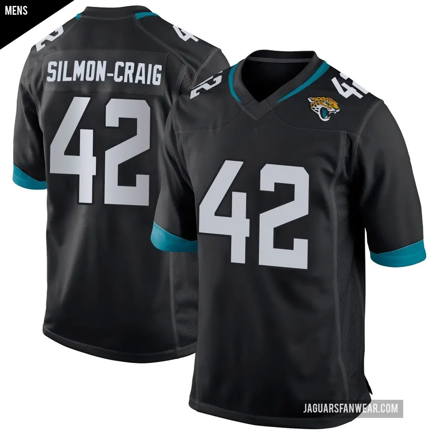 Men's Jacksonville Jaguars ＃42 Cam'Ron Silmon-Craig Black Game Jersey