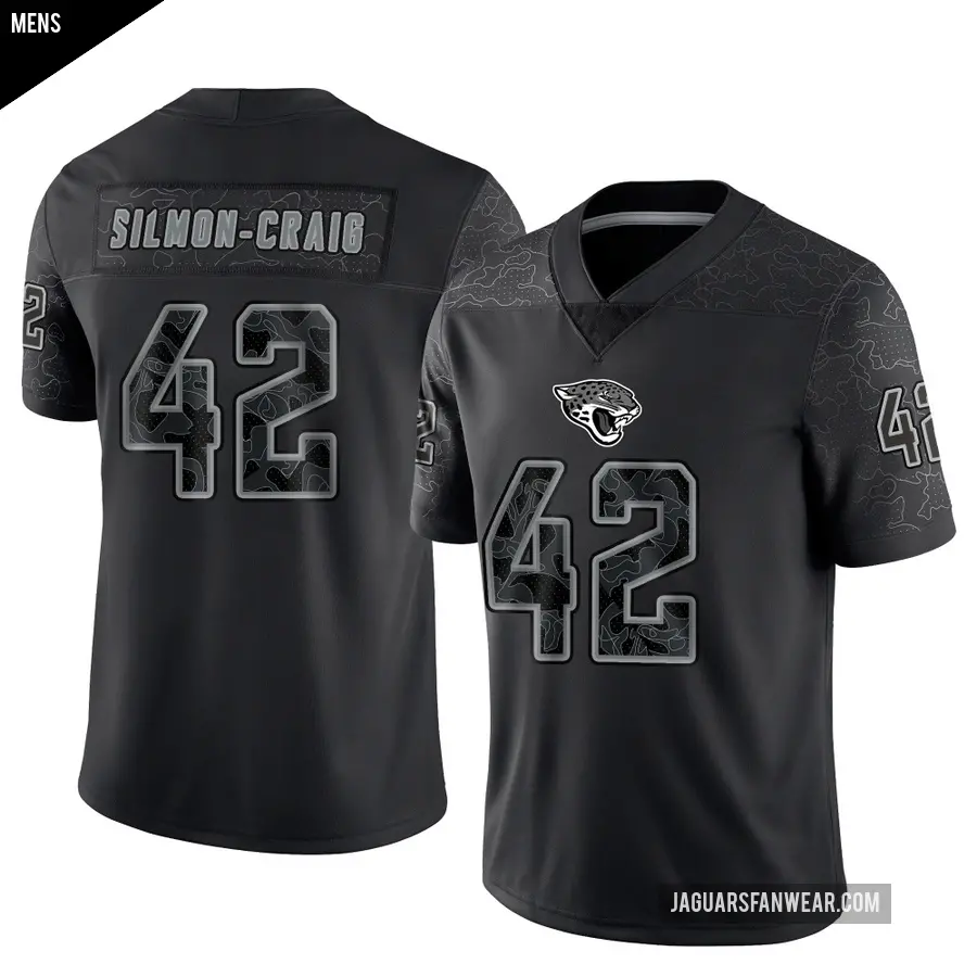 Men's Jacksonville Jaguars ＃42 Cam'Ron Silmon-Craig Black Limited Reflective Jersey