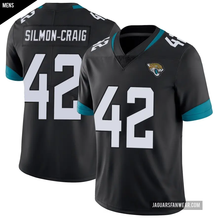 Men's Jacksonville Jaguars ＃42 Cam'Ron Silmon-Craig Black Limited Vapor Untouchable Jersey