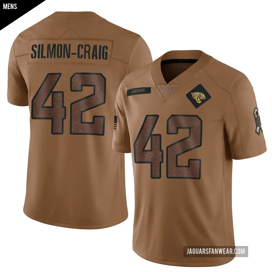 Men's Jacksonville Jaguars ＃42 Cam'Ron Silmon-Craig Brown Limited 2023 Salute To Service Jersey
