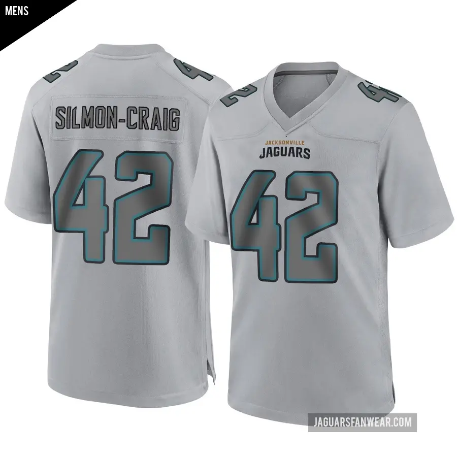 Men's Jacksonville Jaguars ＃42 Cam'Ron Silmon-Craig Gray Game Atmosphere Fashion Jersey