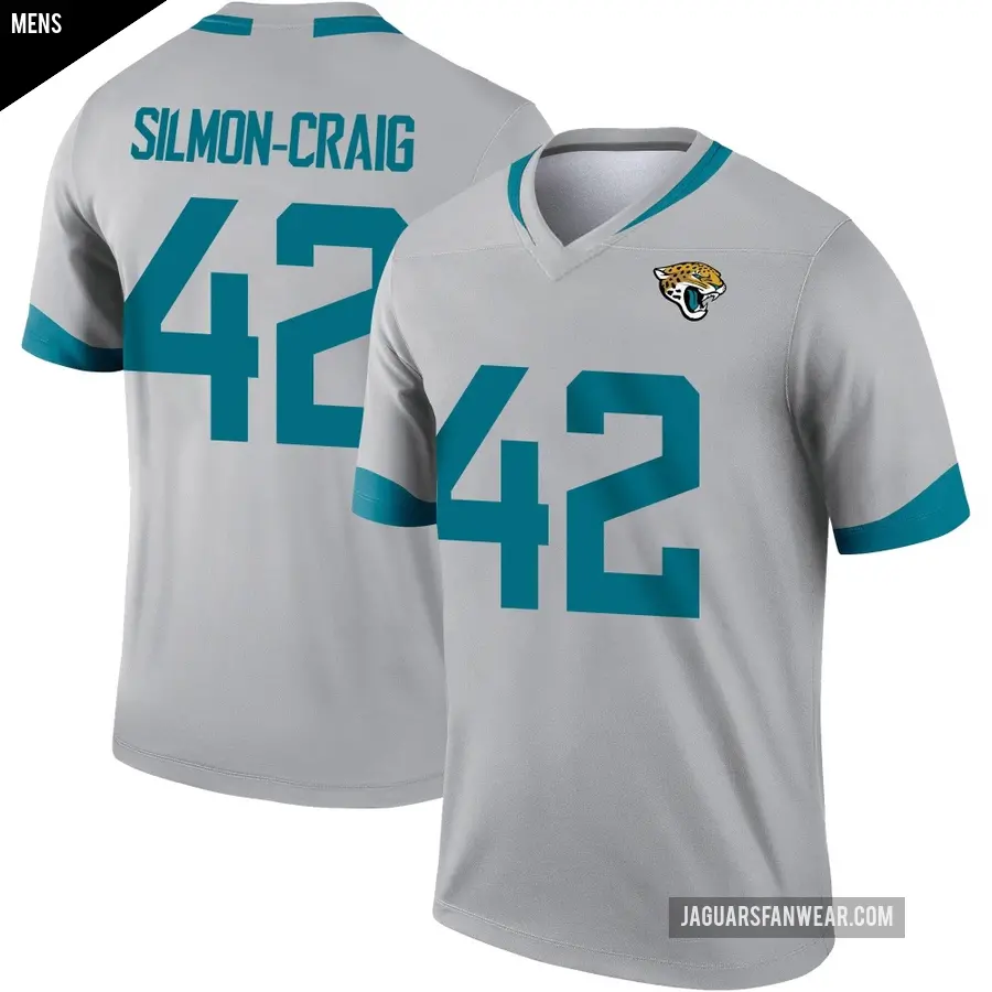 Men's Jacksonville Jaguars ＃42 Cam'Ron Silmon-Craig Legend Silver Inverted Jersey