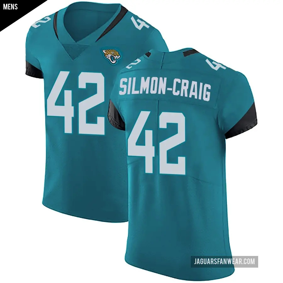 Men's Jacksonville Jaguars ＃42 Cam'Ron Silmon-Craig Teal Elite Vapor Untouchable Alternate Jersey