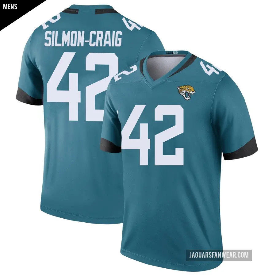 Men's Jacksonville Jaguars ＃42 Cam'Ron Silmon-Craig Teal Legend Color Rush Jersey