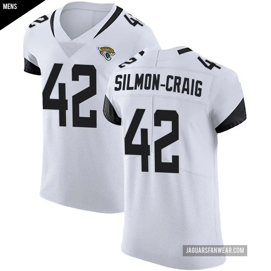Men's Jacksonville Jaguars ＃42 Cam'Ron Silmon-Craig White Elite Vapor Untouchable Road Jersey