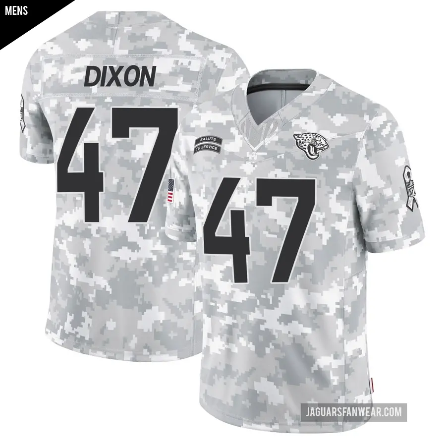 Men's Jacksonville Jaguars ＃47 De'Shaan Dixon Arctic Camo Limited 2024 Salute to Service Jersey