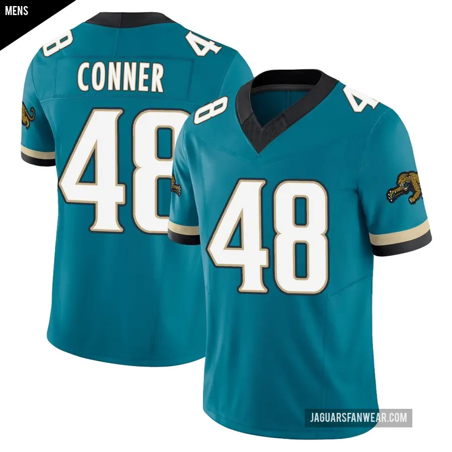 Men's Jacksonville Jaguars ＃48 Ethan Conner Teal Limited Prowler Throwback Vapor F.U.S.E. Jersey