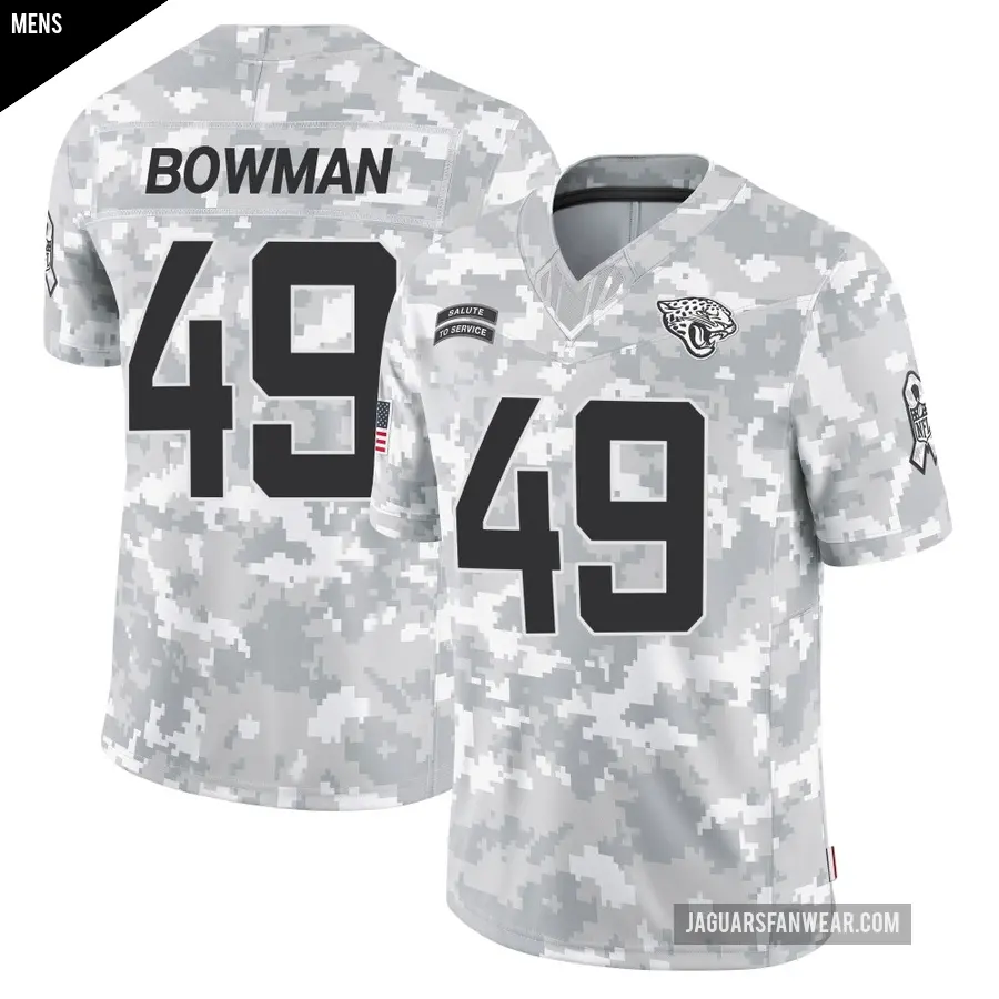 Men's Jacksonville Jaguars ＃49 Shawn Bowman Arctic Camo Limited 2024 Salute to Service Jersey