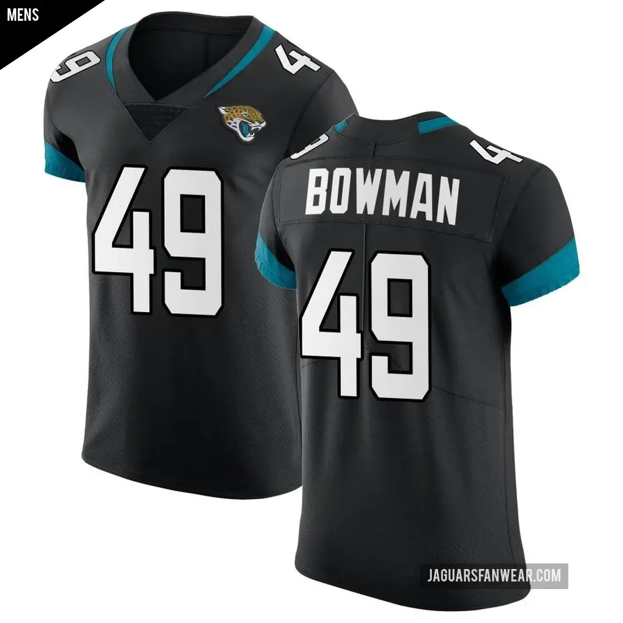 Men's Jacksonville Jaguars ＃49 Shawn Bowman Black Elite Vapor Untouchable Jersey