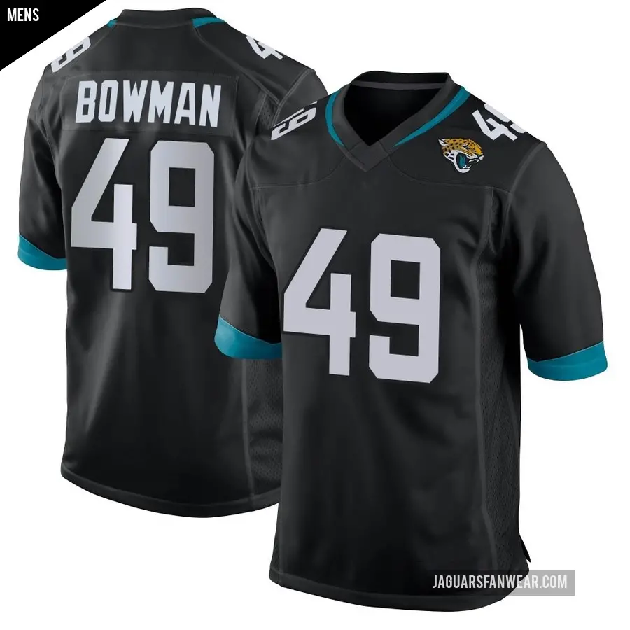 Men's Jacksonville Jaguars ＃49 Shawn Bowman Black Game Jersey