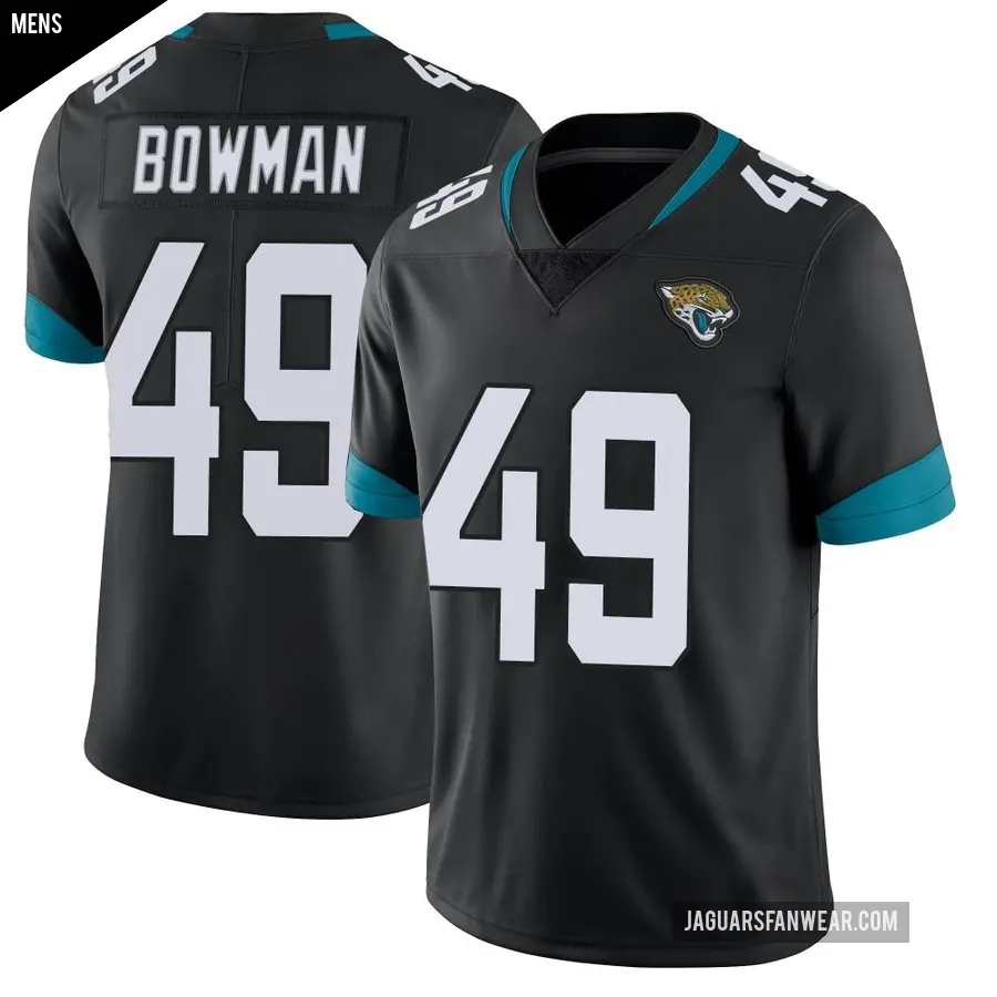 Men's Jacksonville Jaguars ＃49 Shawn Bowman Black Limited Vapor Untouchable Jersey