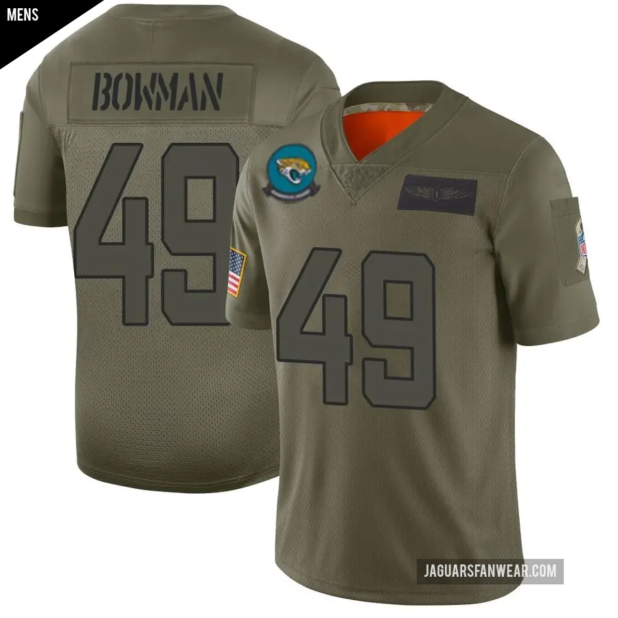 Men's Jacksonville Jaguars ＃49 Shawn Bowman Camo Limited 2019 Salute to Service Jersey
