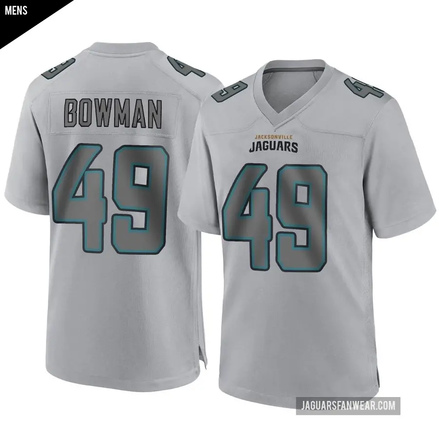 Men's Jacksonville Jaguars ＃49 Shawn Bowman Gray Game Atmosphere Fashion Jersey