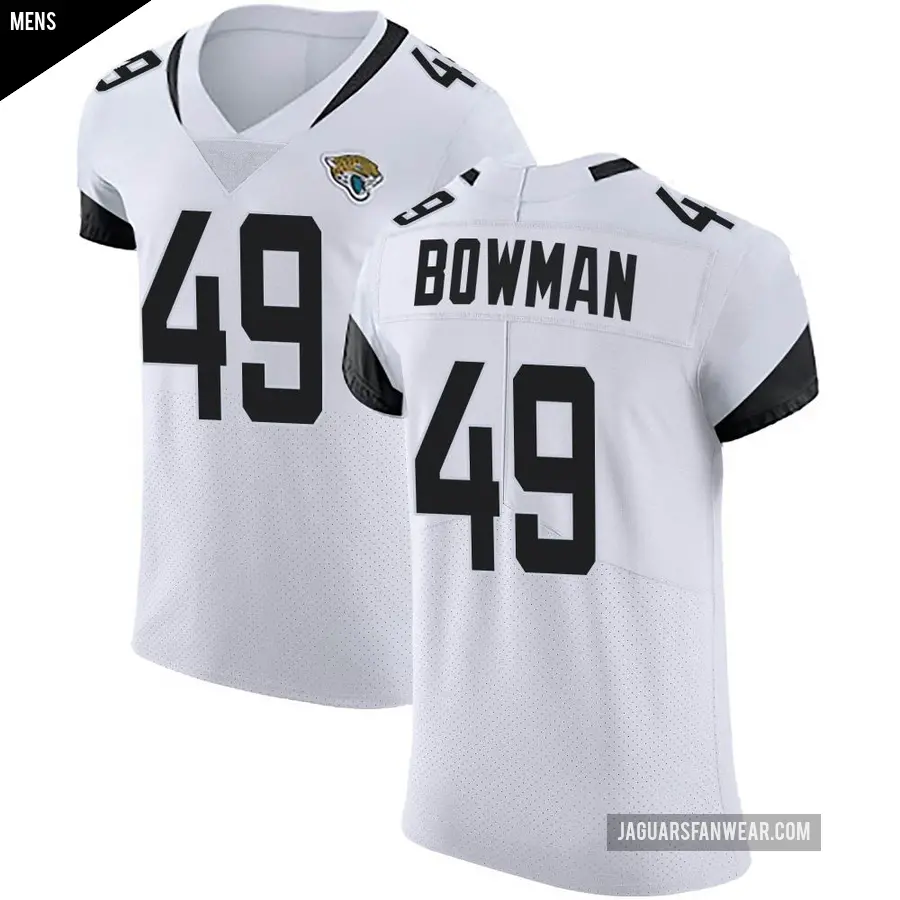 Men's Jacksonville Jaguars ＃49 Shawn Bowman White Elite Vapor Untouchable Road Jersey