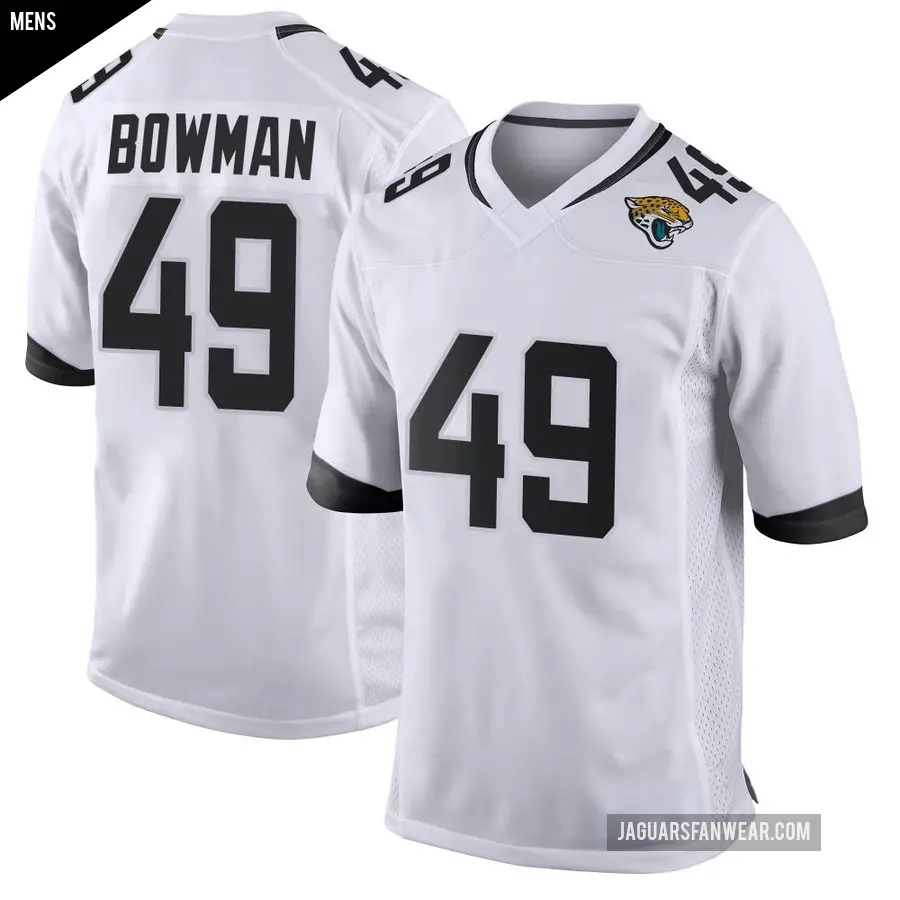 Men's Jacksonville Jaguars ＃49 Shawn Bowman White Game Jersey