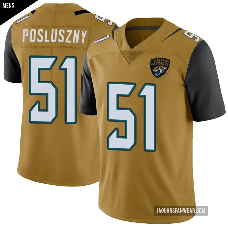 Men's Jacksonville Jaguars ＃51 Paul Posluszny Gold Limited Color Rush Vapor Untouchable Jersey