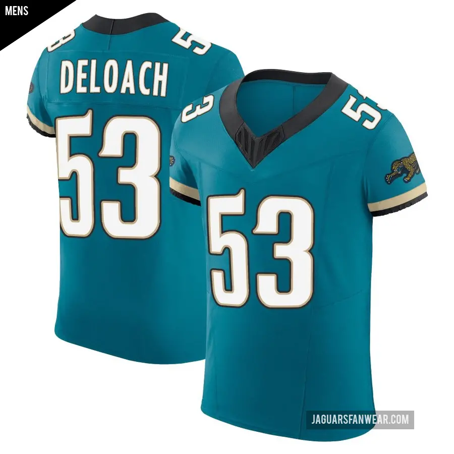 Men's Jacksonville Jaguars ＃53 Kalen DeLoach Teal Elite Prowler Throwback Vapor F.U.S.E. Jersey