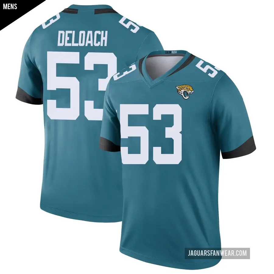 Men's Jacksonville Jaguars ＃53 Kalen DeLoach Teal Legend Color Rush Jersey