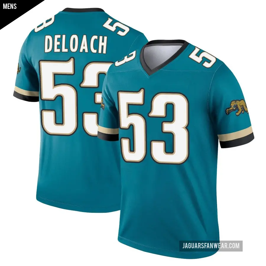 Men's Jacksonville Jaguars ＃53 Kalen DeLoach Teal Legend Prowler Throwback Jersey