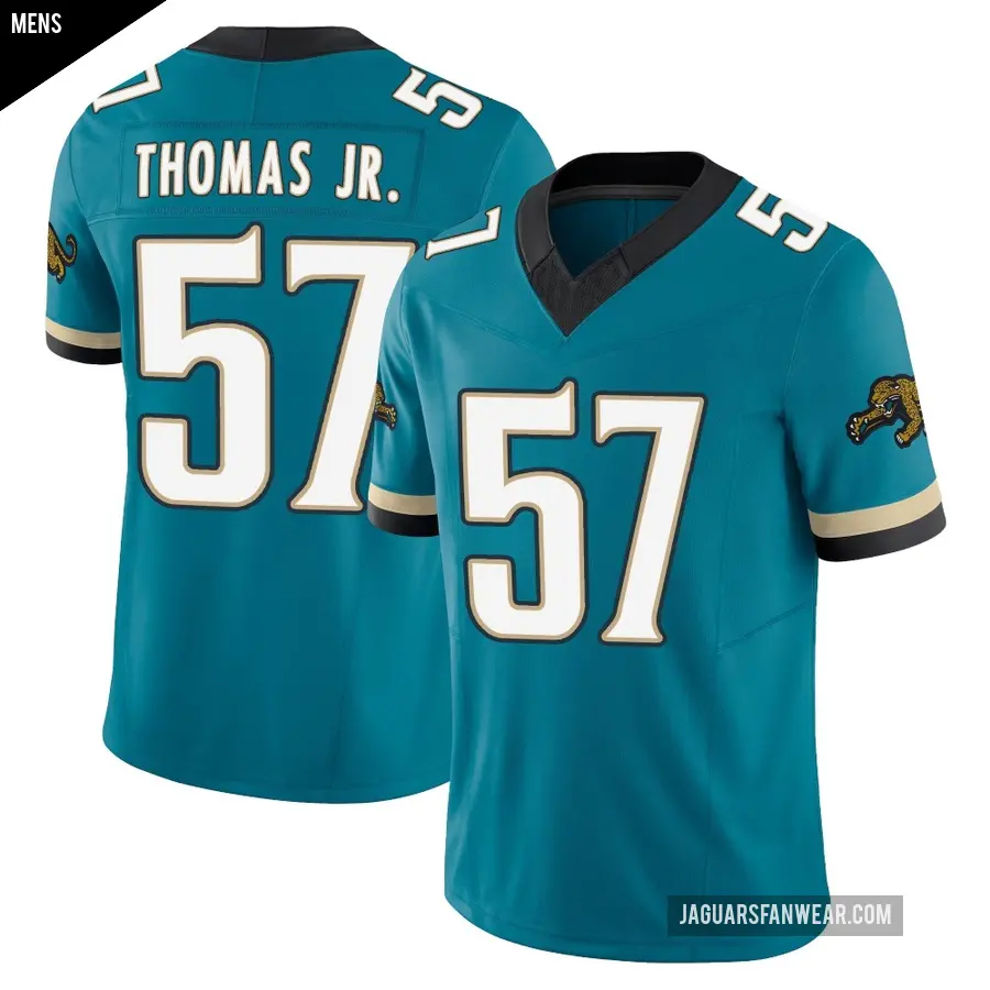 Men's Jacksonville Jaguars ＃57 Bryan Thomas Jr. Teal Limited Prowler Throwback Vapor F.U.S.E. Jersey