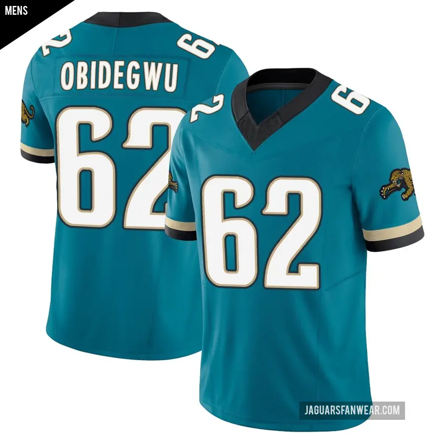 Men's Jacksonville Jaguars ＃62 Jimto Obidegwu Teal Limited Prowler Throwback Vapor F.U.S.E. Jersey