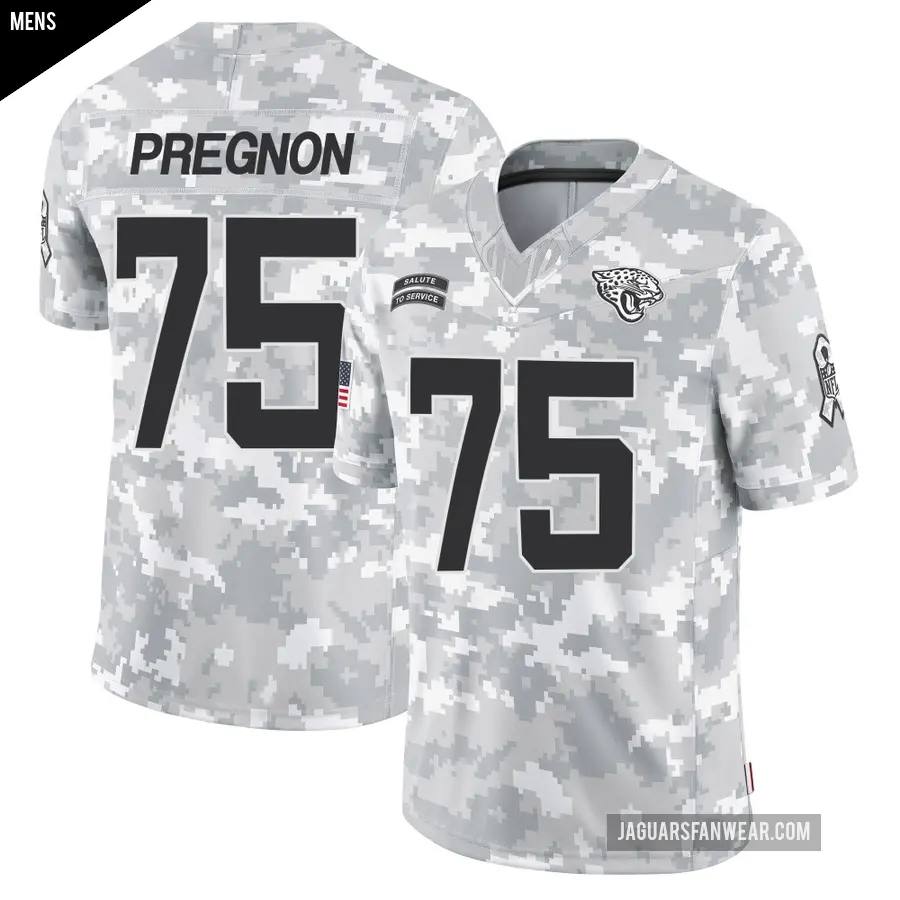 Men's Jacksonville Jaguars ＃75 Emmanuel Pregnon Arctic Camo Limited 2024 Salute to Service Jersey
