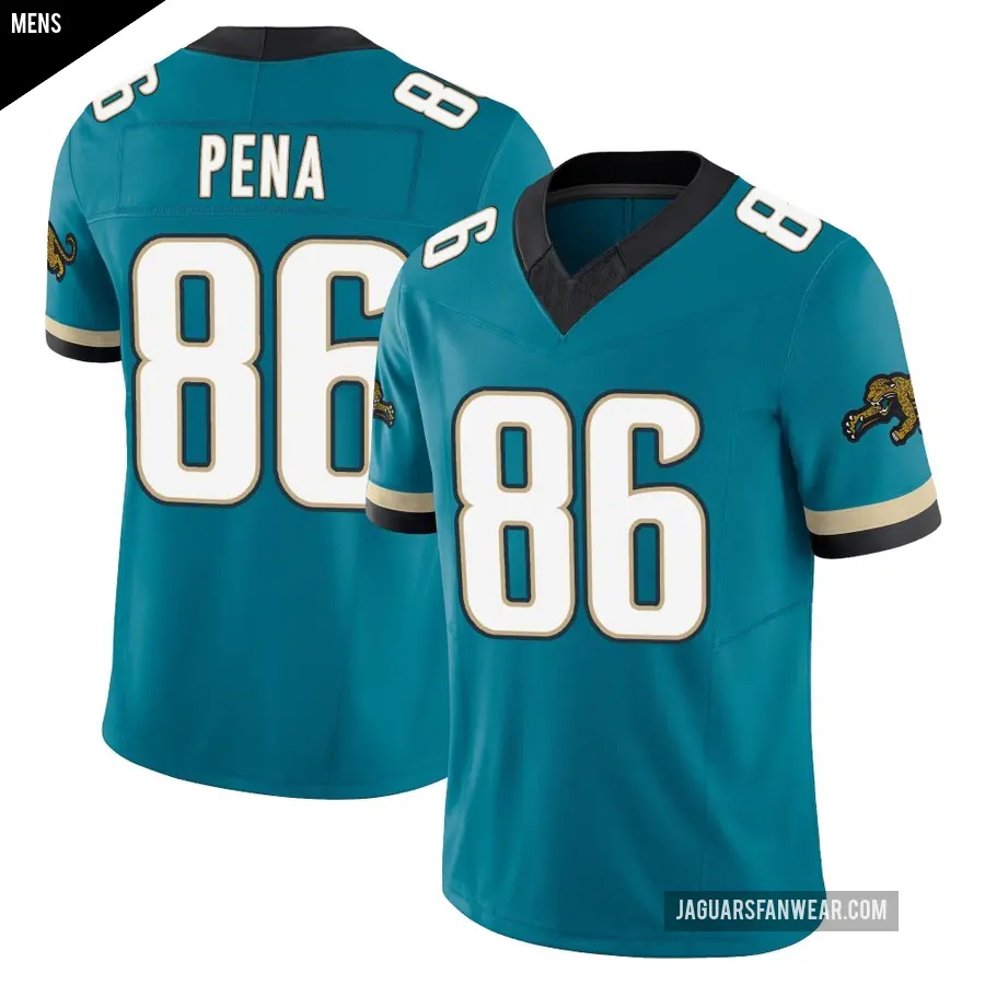 Men's Jacksonville Jaguars ＃86 Trebor Pena Teal Limited Prowler Throwback Vapor F.U.S.E. Jersey