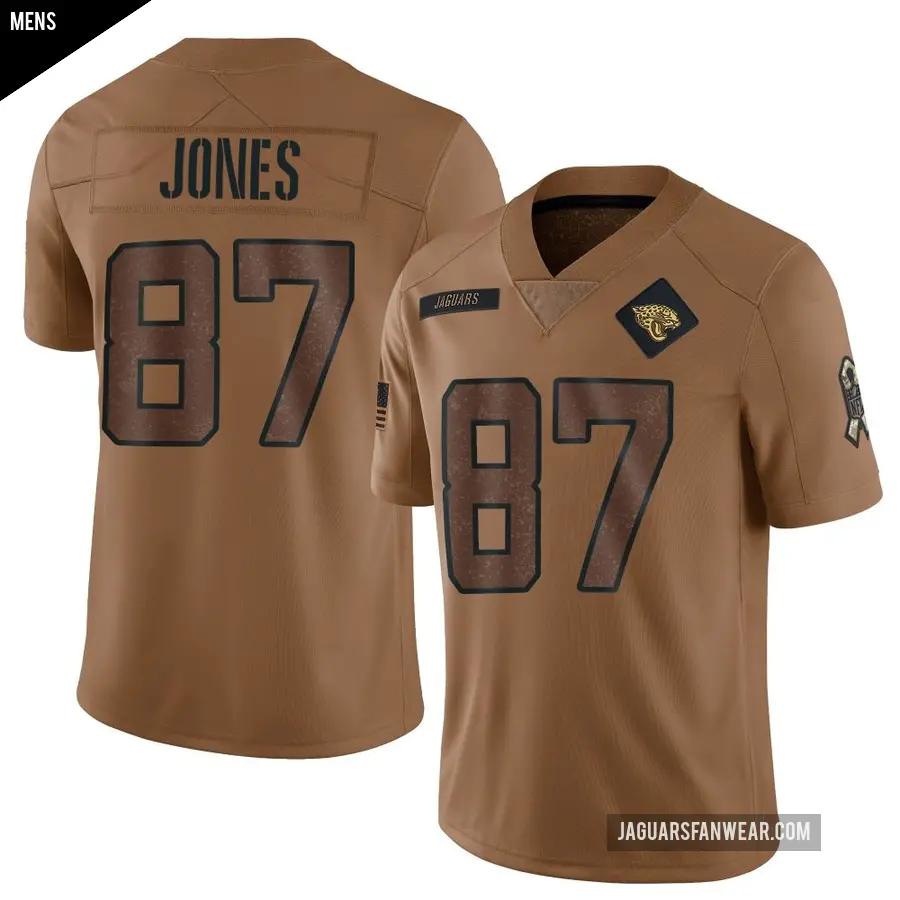 Men's Jacksonville Jaguars ＃87 J.J. Jones Brown Limited 2023 Salute To Service Jersey