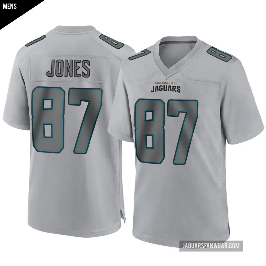 Men's Jacksonville Jaguars ＃87 J.J. Jones Gray Game Atmosphere Fashion Jersey