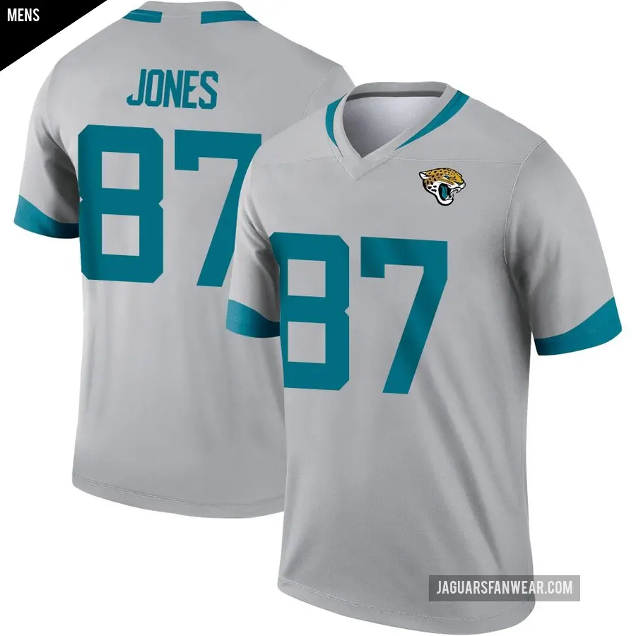 Men's Jacksonville Jaguars ＃87 J.J. Jones Legend Silver Inverted Jersey