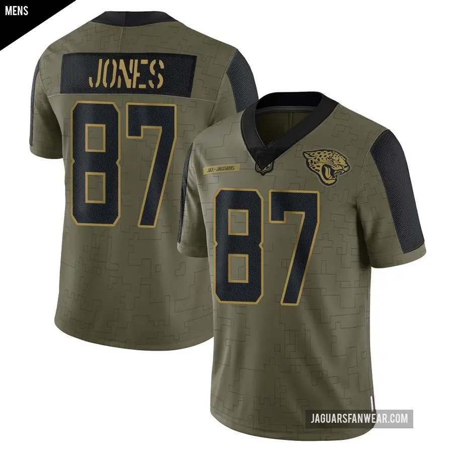 Men's Jacksonville Jaguars ＃87 J.J. Jones Olive Limited 2021 Salute To Service Jersey