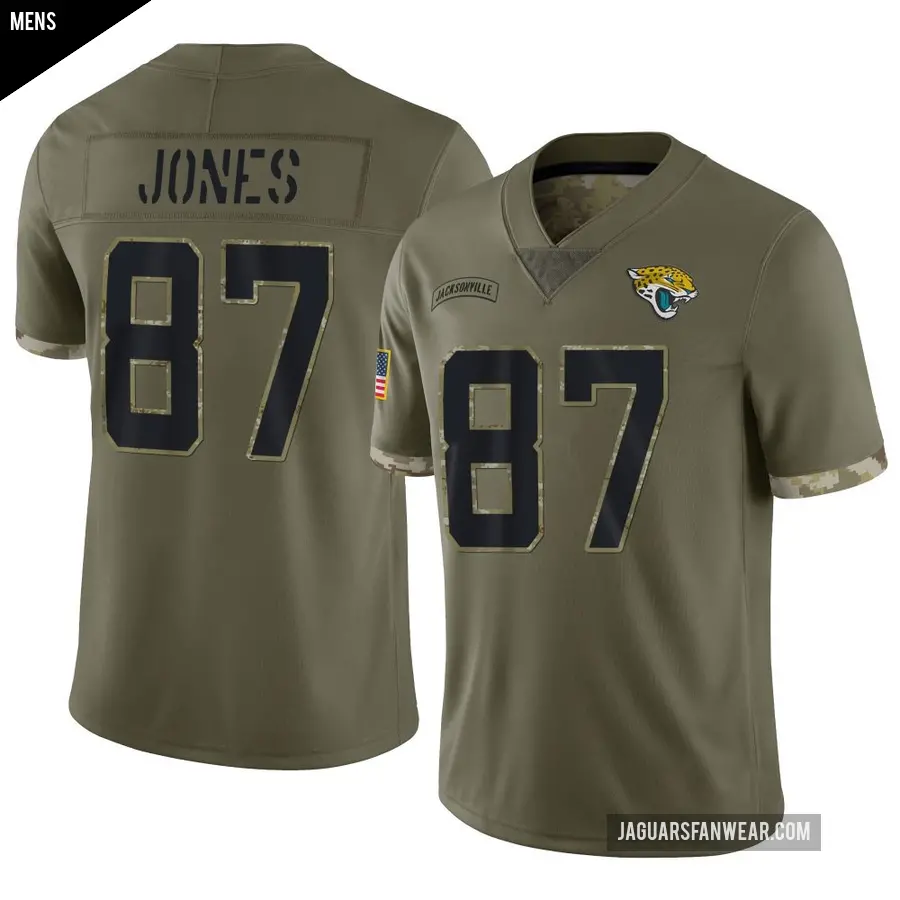 Men's Jacksonville Jaguars ＃87 J.J. Jones Olive Limited 2022 Salute To Service Jersey